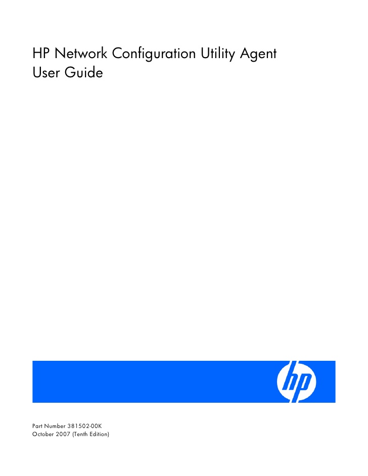 download hp network configuration utility